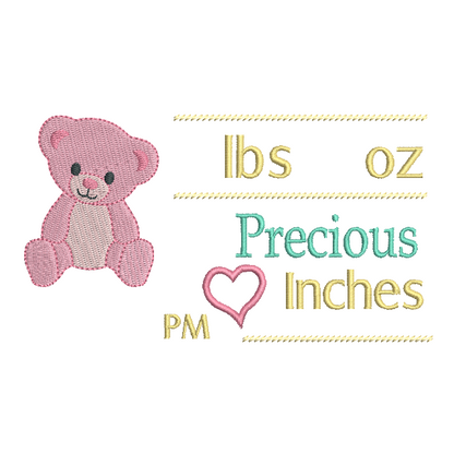 Baby Birth Announcement -Template Embroidery Design by rosiedayembroidery.com
