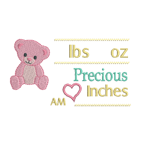Baby Birth Announcement -Template Embroidery Design by rosiedayembroidery.com