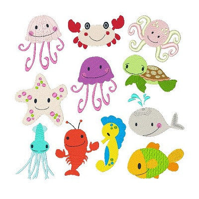 Sea Life Set of machine embroidery designs by embroiderytree.com