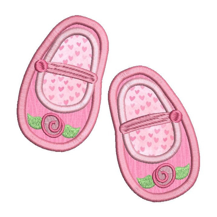 Baby shoes applique machine embroidery design by rosiedayembroidery.com