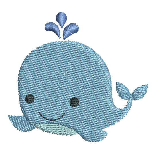 Mini fill stitch whale machine embroidery design by rosiedayembroidery.com