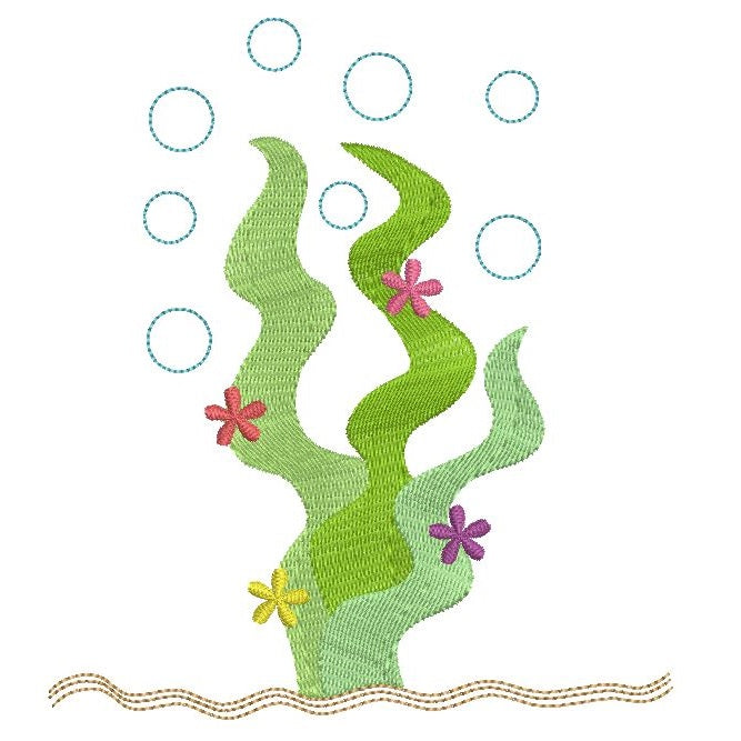 Seaweed machine embroidery design by rosiedayembroidery.com