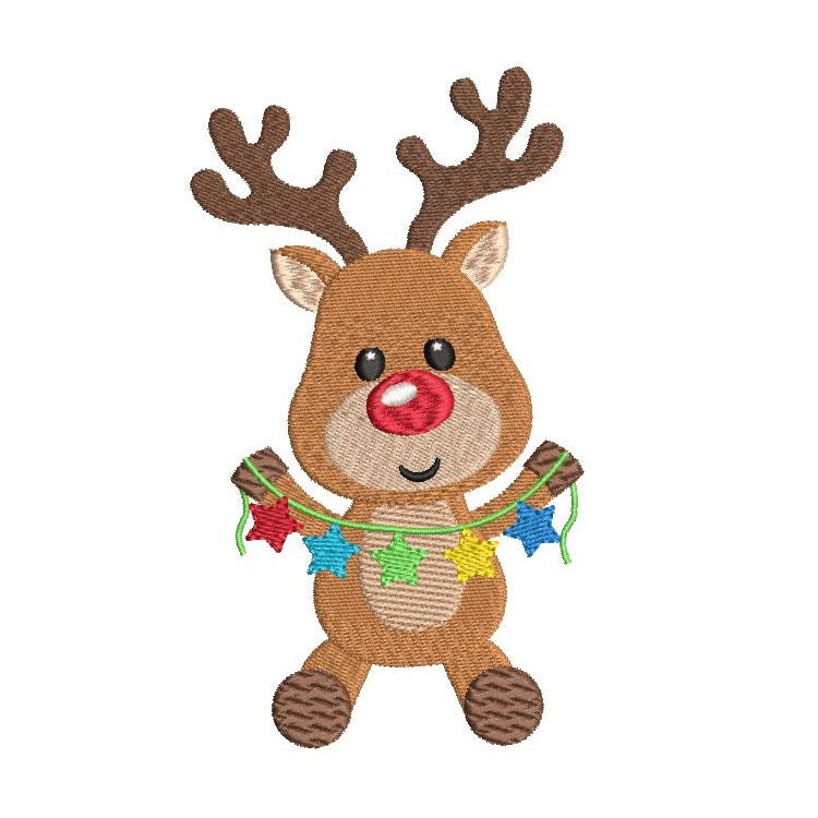 Christmas reindeer machine embroidery design by rosiedayembroidery.com