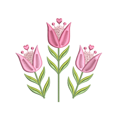 Tulips machine embroidery design by rosiedayembroidery.com