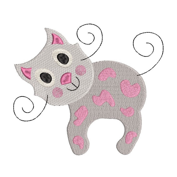 Cheeky kitten machine embroidery design by rosiedayembroidery.com