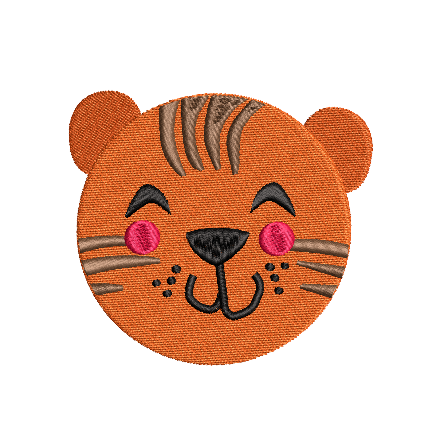 Tiger face fill stitch embroidery design by rosiedayembroidery.com