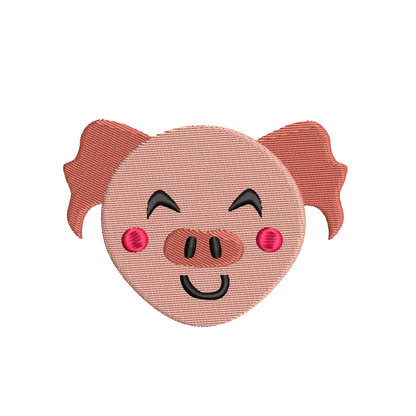 Pig face fill stitch embroidery design by rosiedayembroidery.com