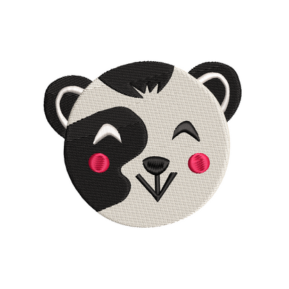 Panda face fill stitch embroidery design by rosiedayembroidery.com