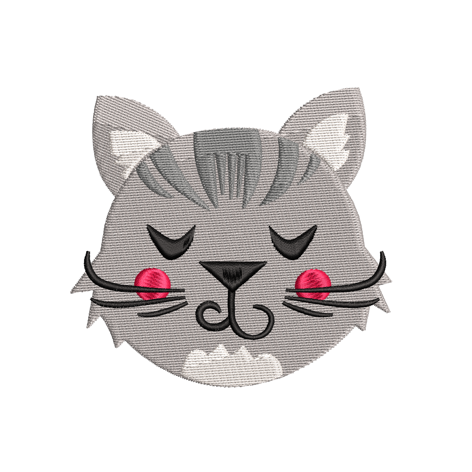 Cat face fill stitch embroidery design by rosiedayembroidery.com