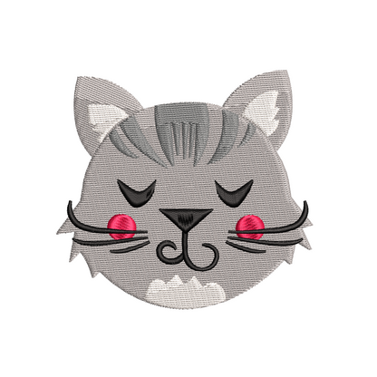 Cat face fill stitch embroidery design by rosiedayembroidery.com