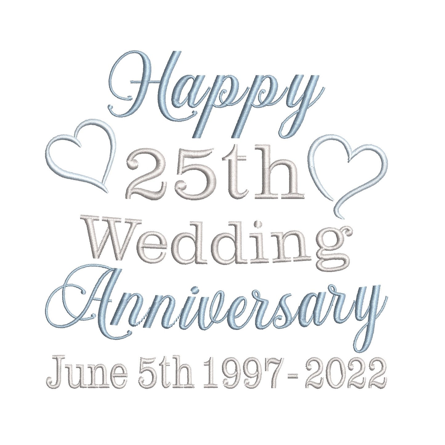 25th wedding anniversary template machine embroidery design by rosiedayembroidery.com