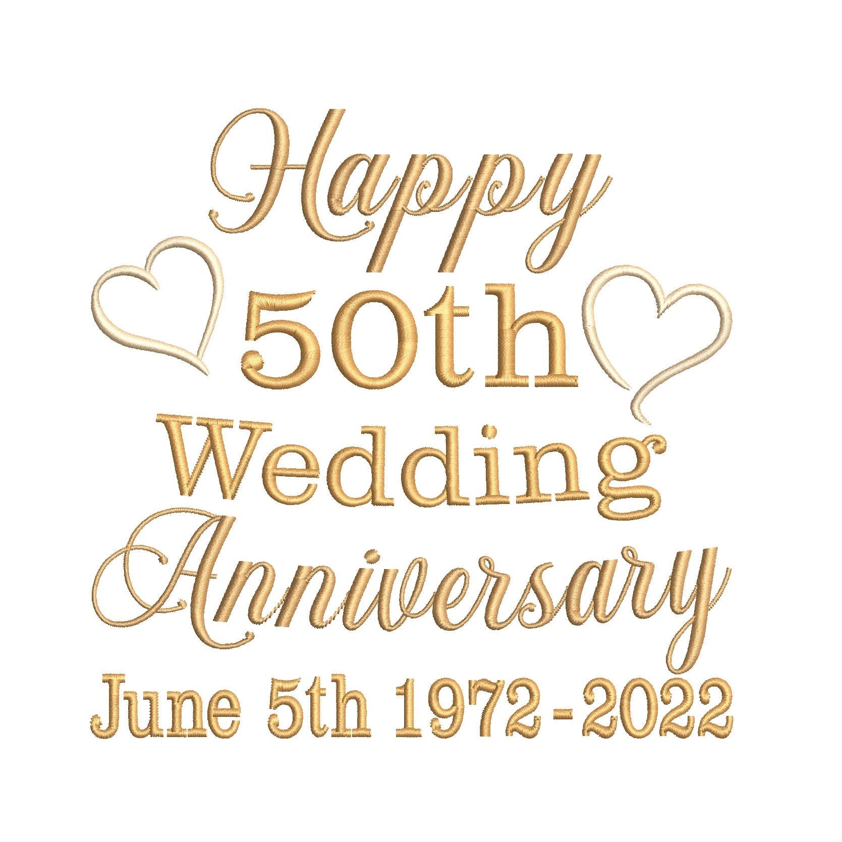 50th wedding anniversary template machine embroidery design by rosiedayembroidery.com