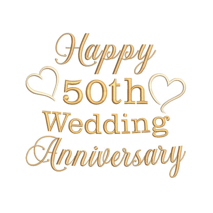 50th wedding anniversary template machine embroidery design by rosiedayembroidery.com