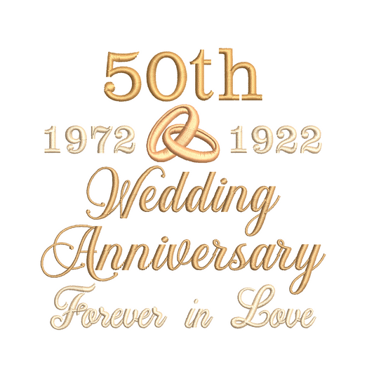 50th wedding anniversary template machine embroidery design by rosiedayembroidery.com