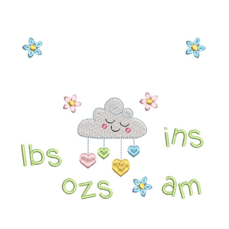 Baby birth announcement machine embroidery design by rosiedayembroidery.com