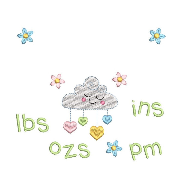 Baby birth announcement machine embroidery design by rosiedayembroidery.com