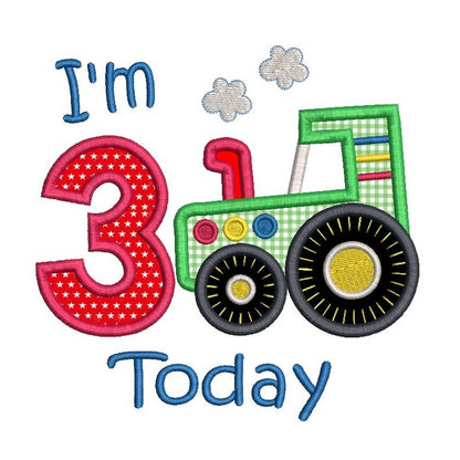 Boy's 3rd birthday - applique tractor machine embroidery design by rosiedayembroidery.com